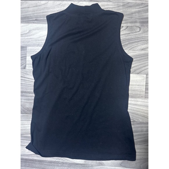The Limited Tops - The Limited Womens Mock Neck Sleeveless Top Black Solid Cotton Blend Size L